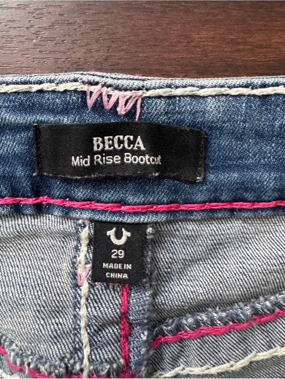2000s True Religion Pink Stitch Low Rise Bootcut Jeans 💖 - Picture 7 of 8